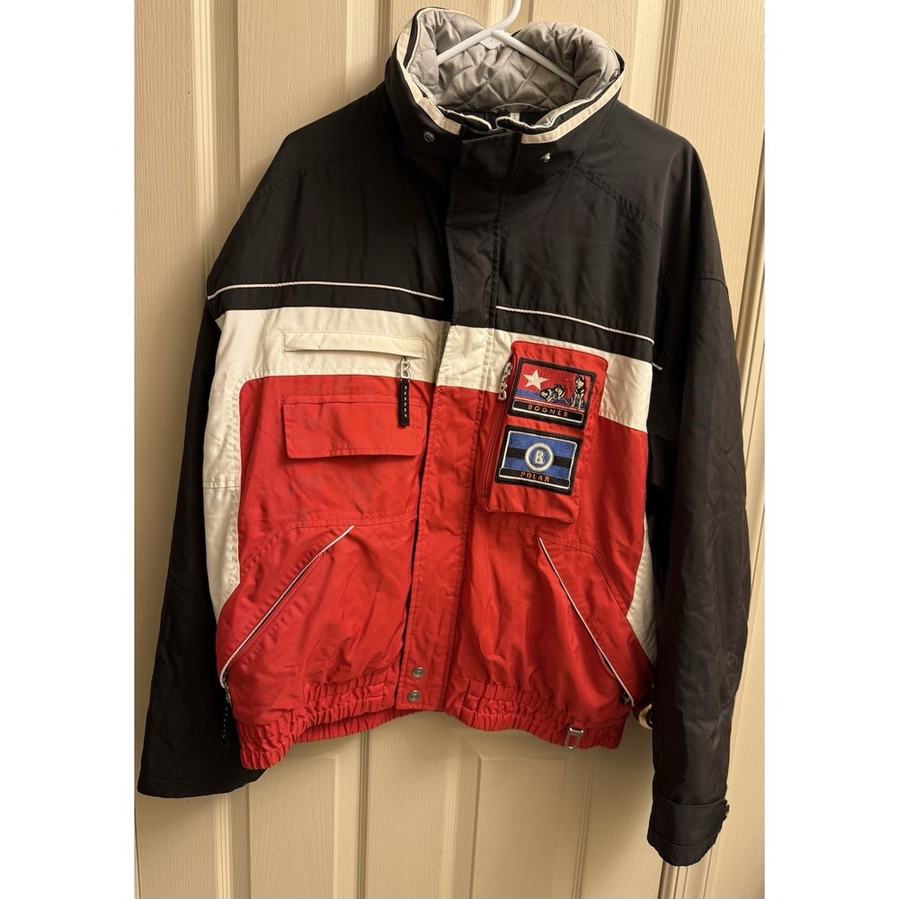 VTG 90s Bogner Jacket Mens Size 42 Full Zip Goan Thylmann Ski Sled Dog Black/Red